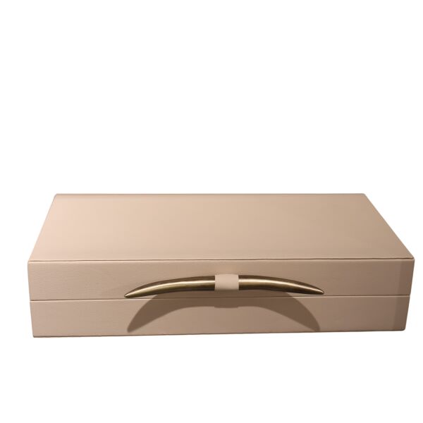 Fil Dişi Deri Kutu Krem Büyük