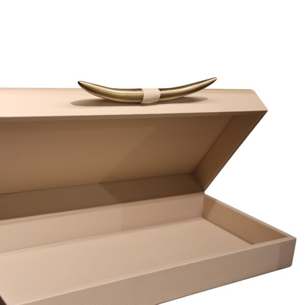 Fil Dişi Deri Kutu Krem Büyük