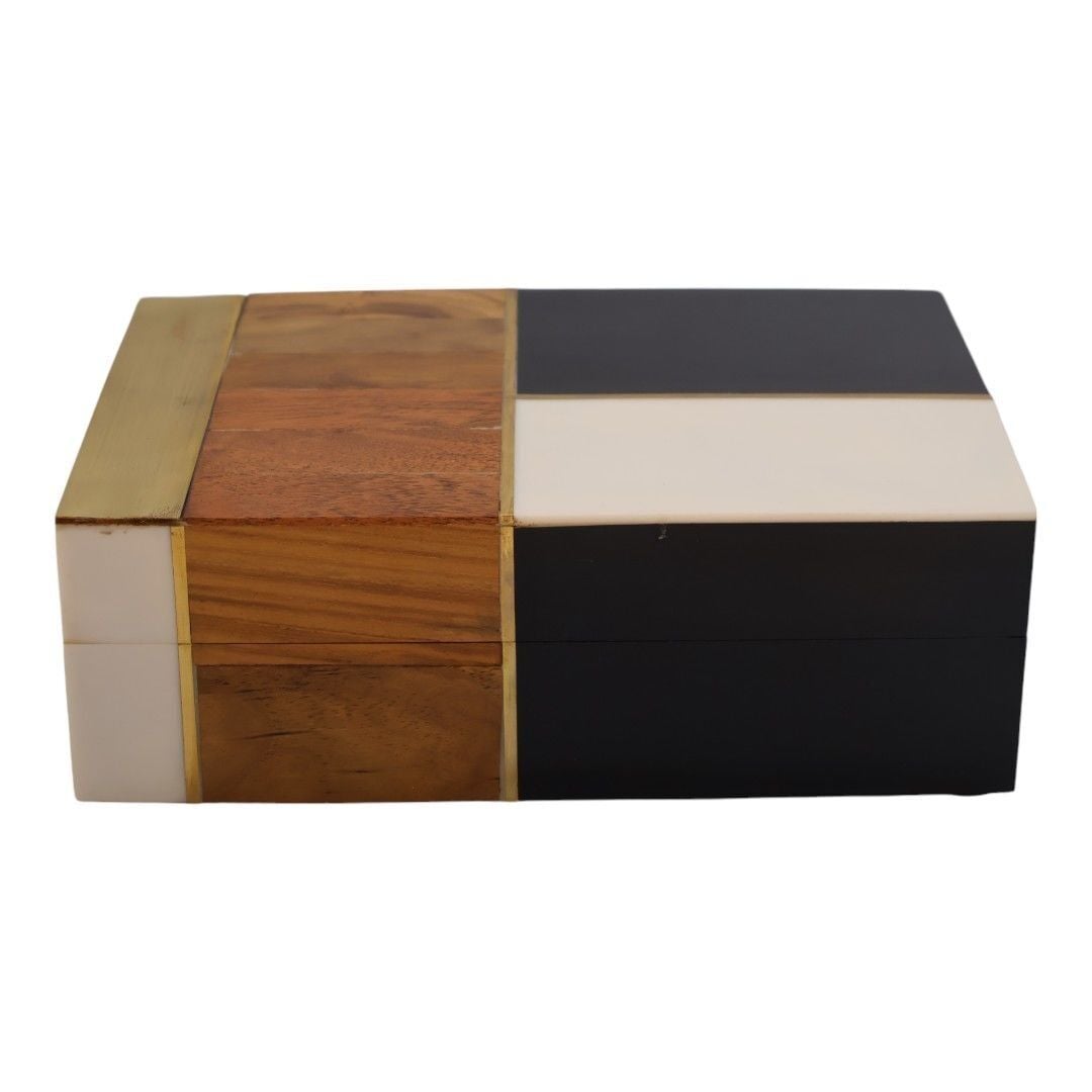 AHŞAP KUTU SİYAH GOLD Siyah-Beyaz