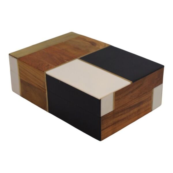 AHŞAP KUTU SİYAH GOLD Siyah-Beyaz