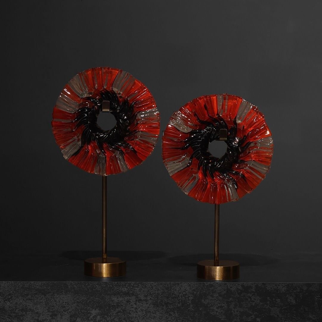 İkili Metal Kaide T Light Şeffaf Sarı Kırmızı