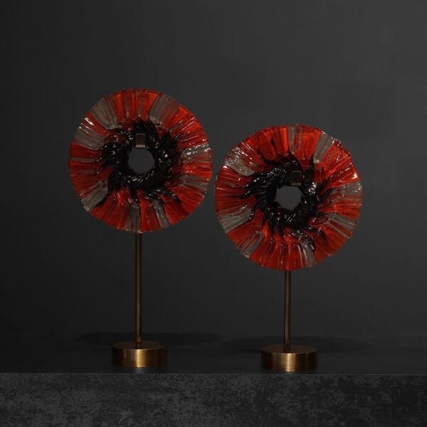 İkili Metal Kaide T Light Şeffaf Sarı Kırmızı