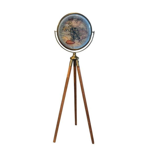 Eskitme Renkli Harita Tripod Saat