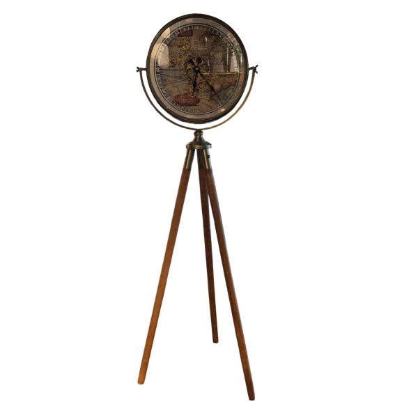 Eskitme Renkli Harita Tripod Saat