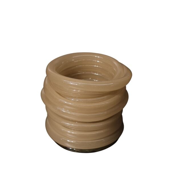 Yağ Yeşili Halka Mumluk Büyük Krem