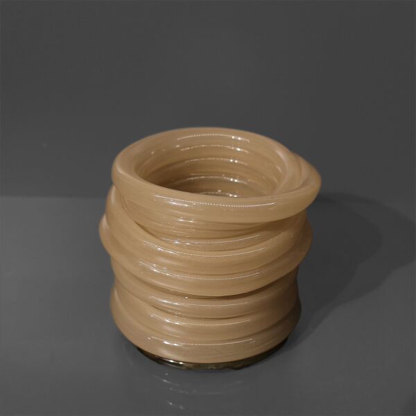 Yağ Yeşili Halka Mumluk Büyük Krem