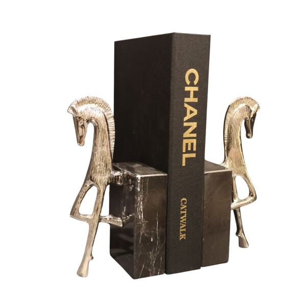 Truva Atı Kitap Tutucu Gümüş