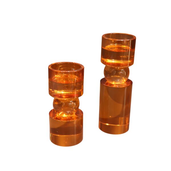 İkili Kahve Kristal Mumluk Turuncu