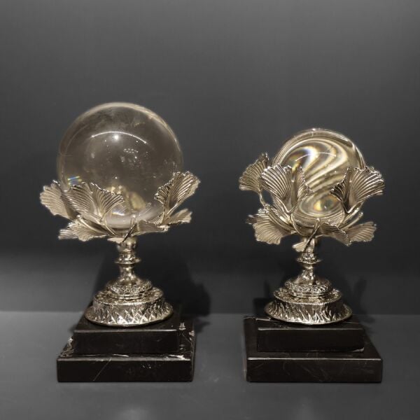 Mermer Kaideli Pirinç Gümüş İkili Küre