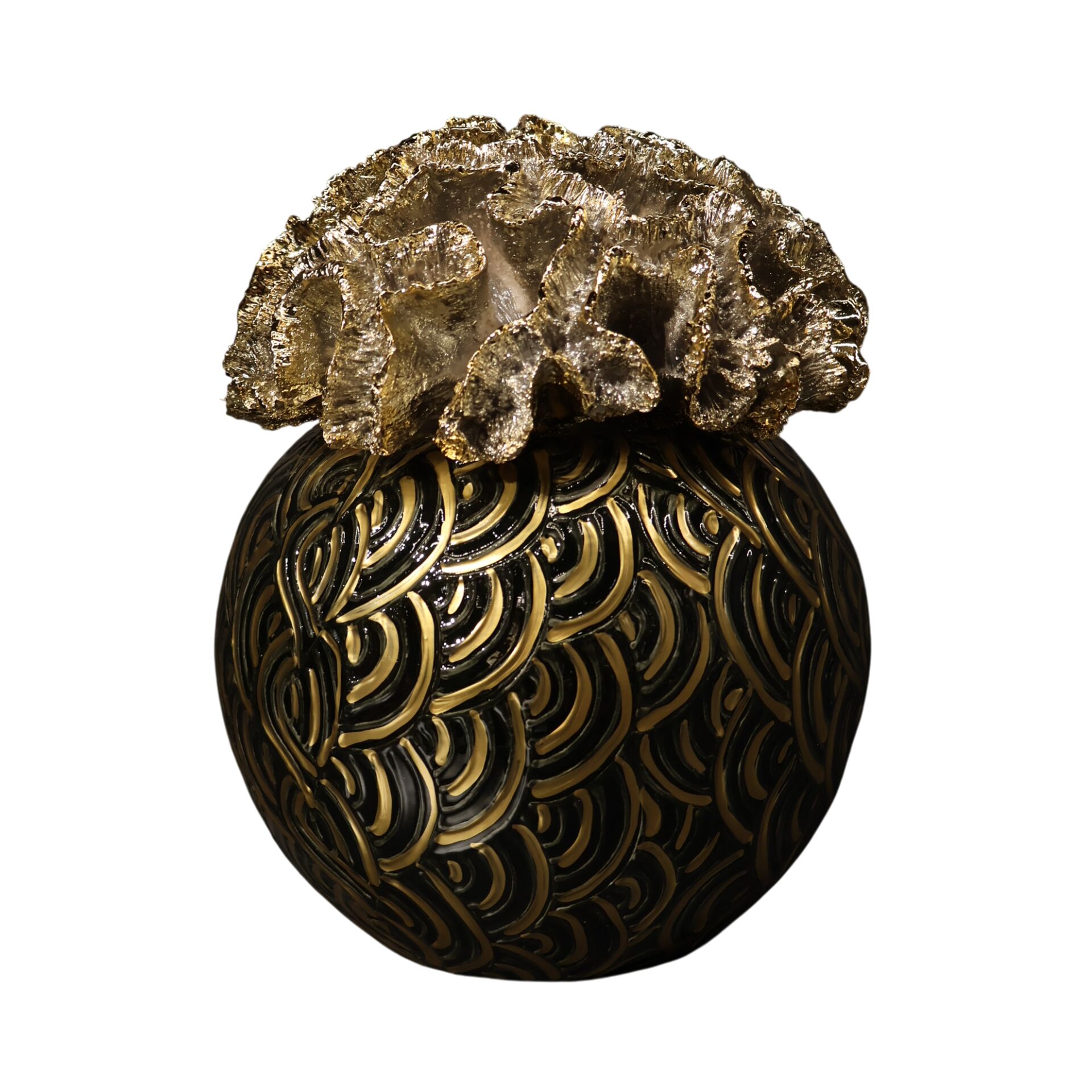 Gold Mercan Kapak Kaktüs Saksı Siyah-Gold