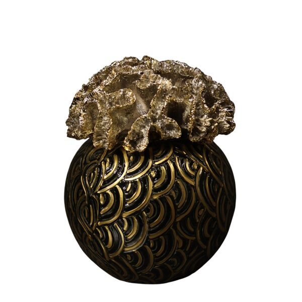 Gold Mercan Kapak Kaktüs Saksı Siyah-Gold