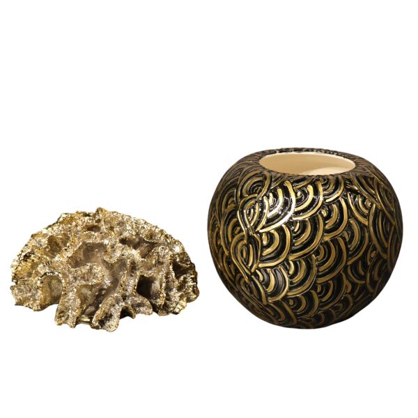 Gold Mercan Kapak Kaktüs Saksı Siyah-Gold
