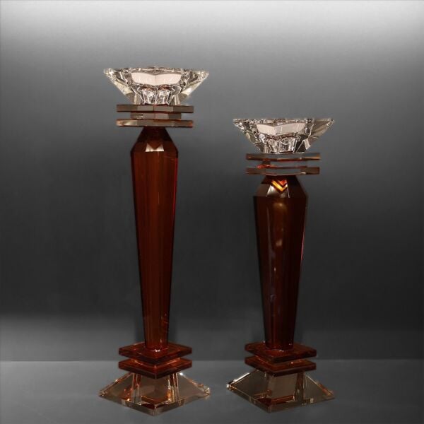 İkili Kristal Şamdan Turuncu