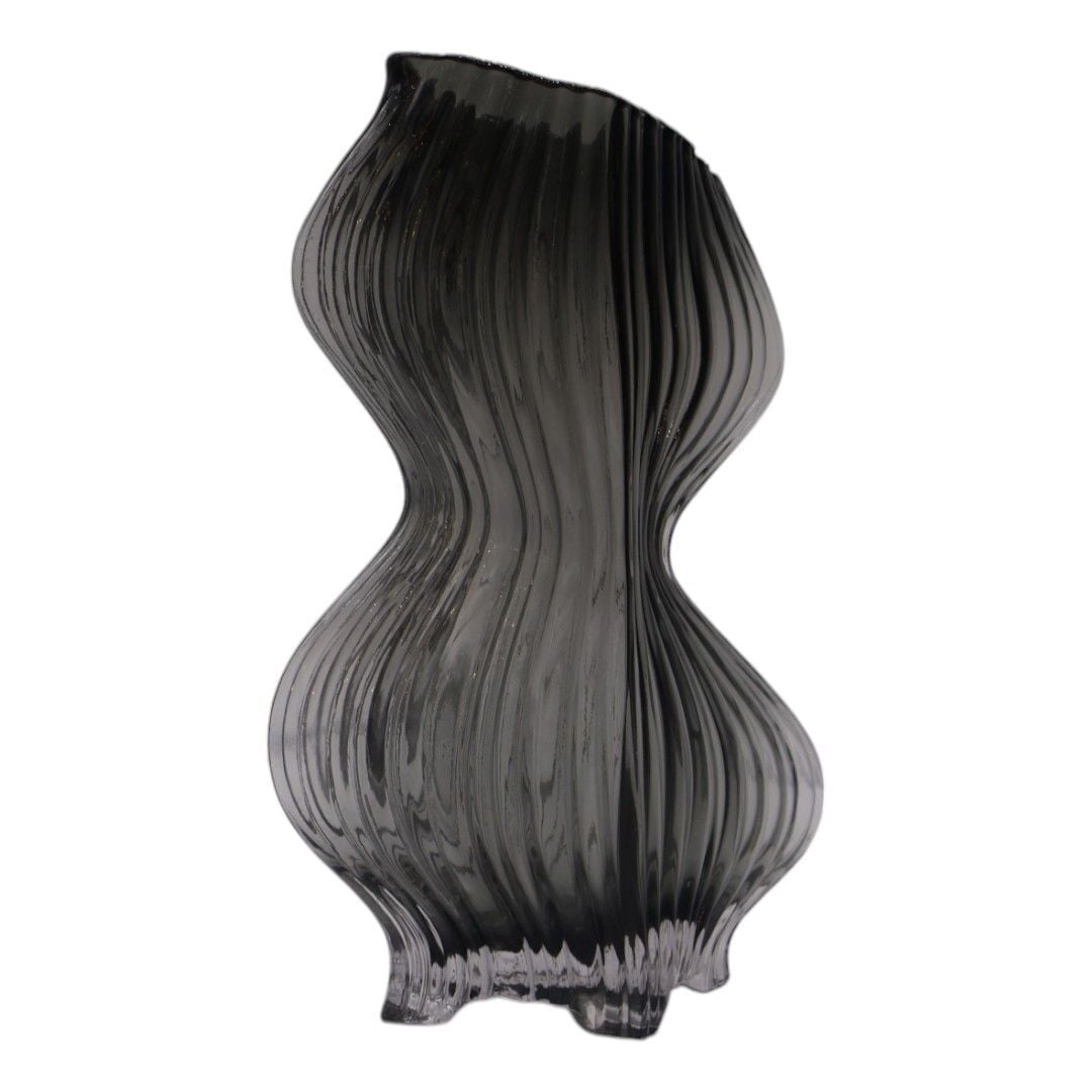 Cam Boğumlu Vazo Şeffaf Füme