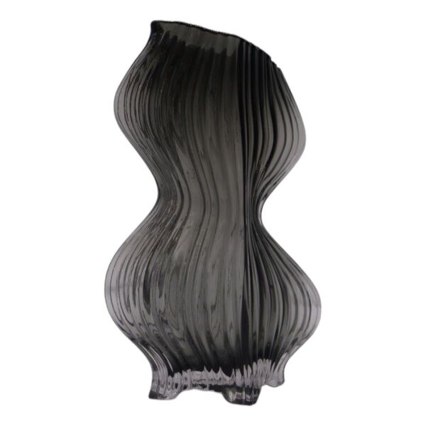 Cam Boğumlu Vazo Şeffaf Füme