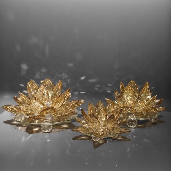 Üçlü Cam Lotus Set Bej