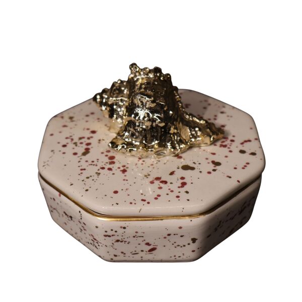 Objeli Sekizgen Kapaklı Kutu Beyaz Splashlı