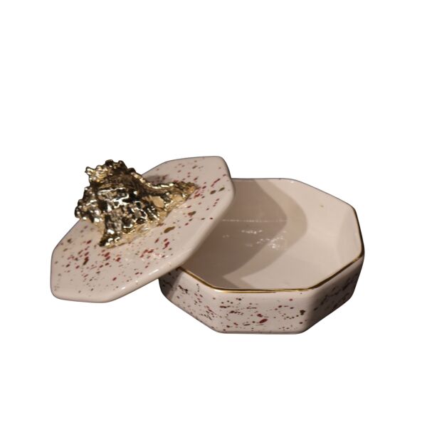 Objeli Sekizgen Kapaklı Kutu Beyaz Splashlı