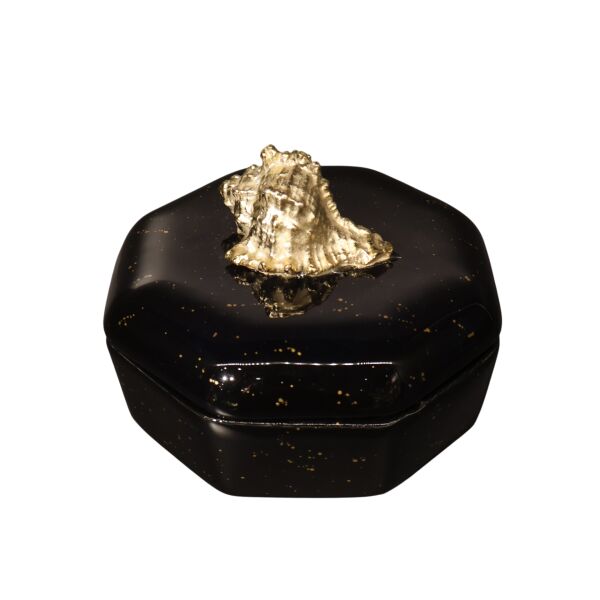 Objeli Sekizgen Kapaklı Kutu Siyah