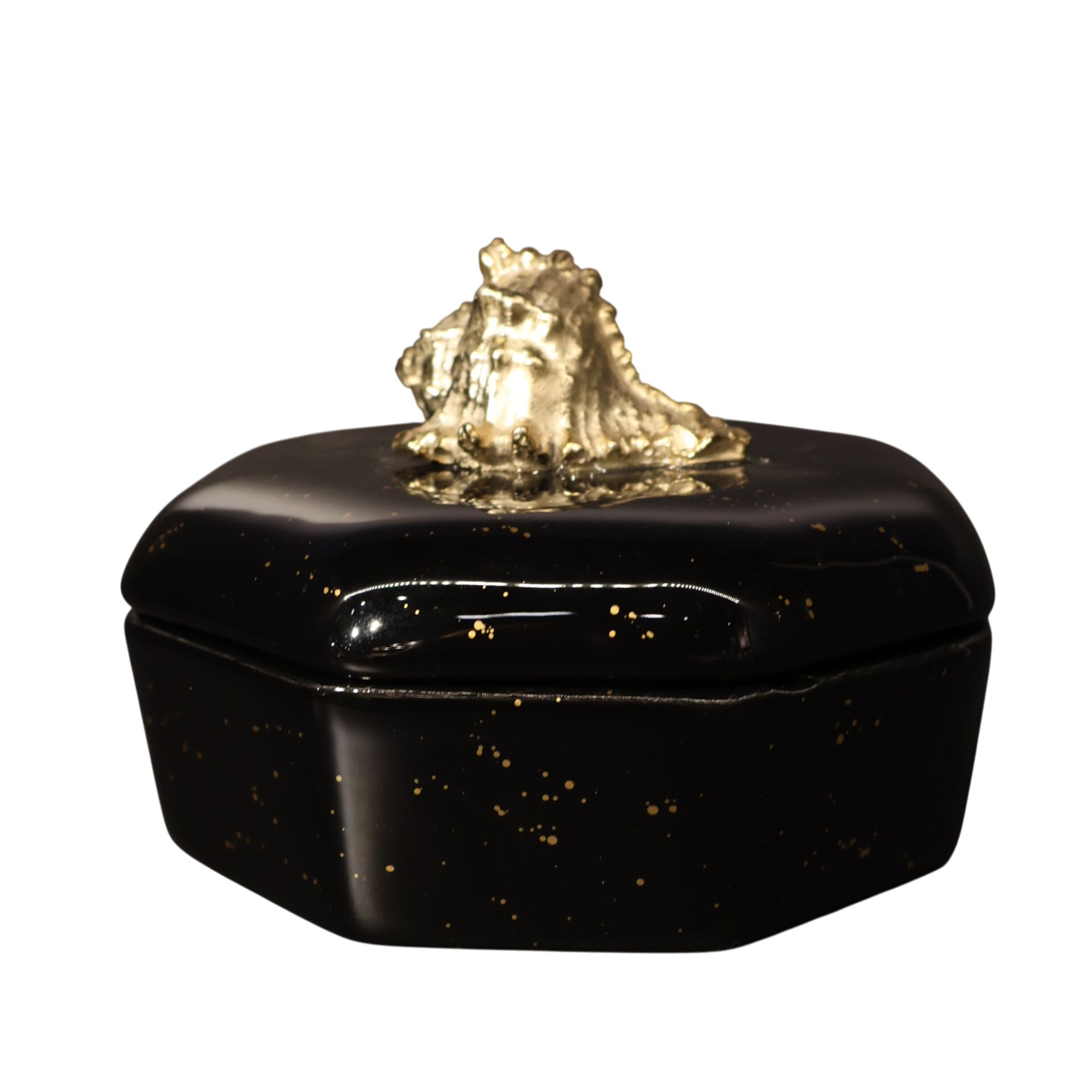 Objeli Sekizgen Kapaklı Kutu Siyah