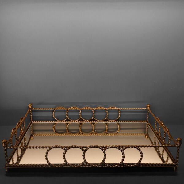 HALKALI METAL TEPSİ 35 X 50 CM Gold Eskitme