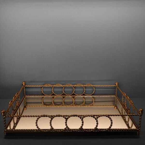 HALKALI METAL TEPSİ 35 X 50 CM Gold Eskitme