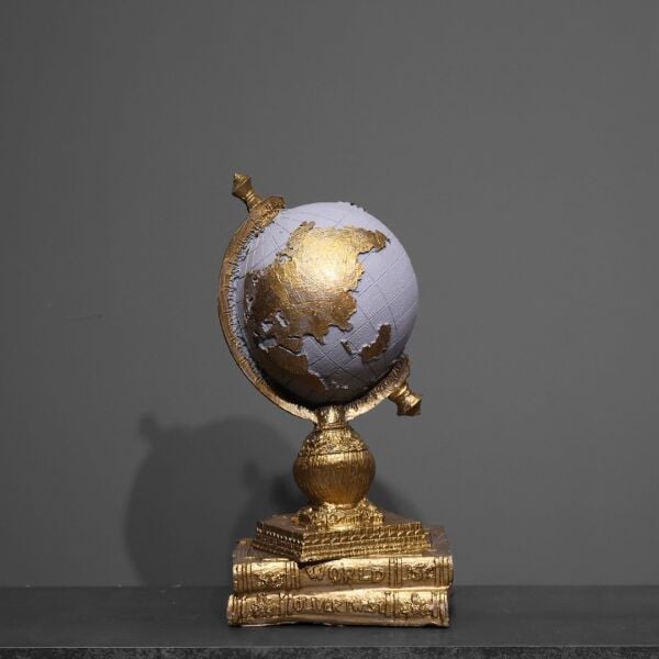 Kitaplı Dünya Biblo Gri Gold 12x27 CM