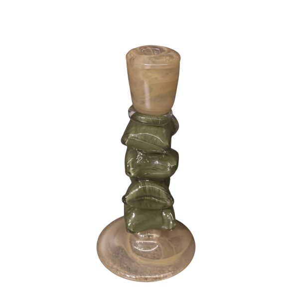 Yeşil Cam Taş Mumluk Küçük