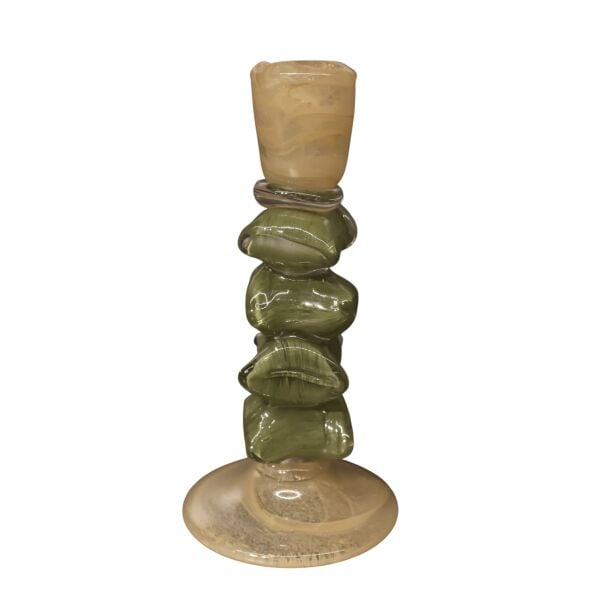 Yeşil Cam Taş Mumluk Küçük