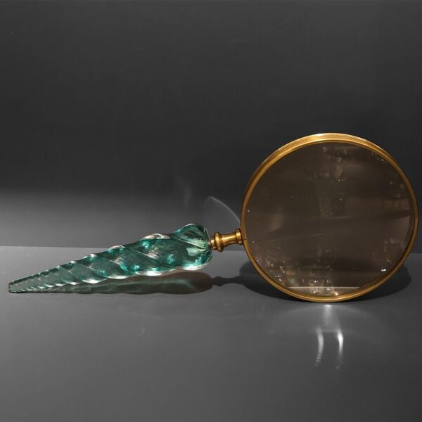 Turkuaz Cam Büyük Kıvrımlı Büyüteç