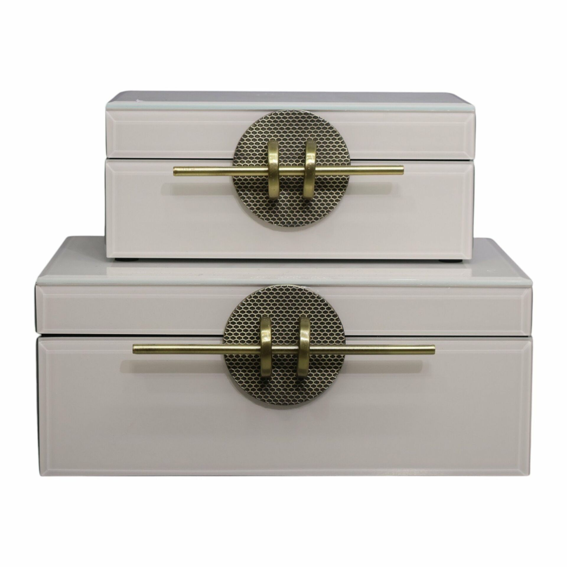 İkili Cam Kutu  Çubuk  Krem