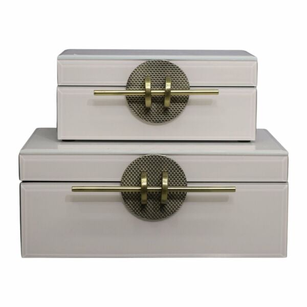 İkili Cam Kutu  Çubuk  Krem