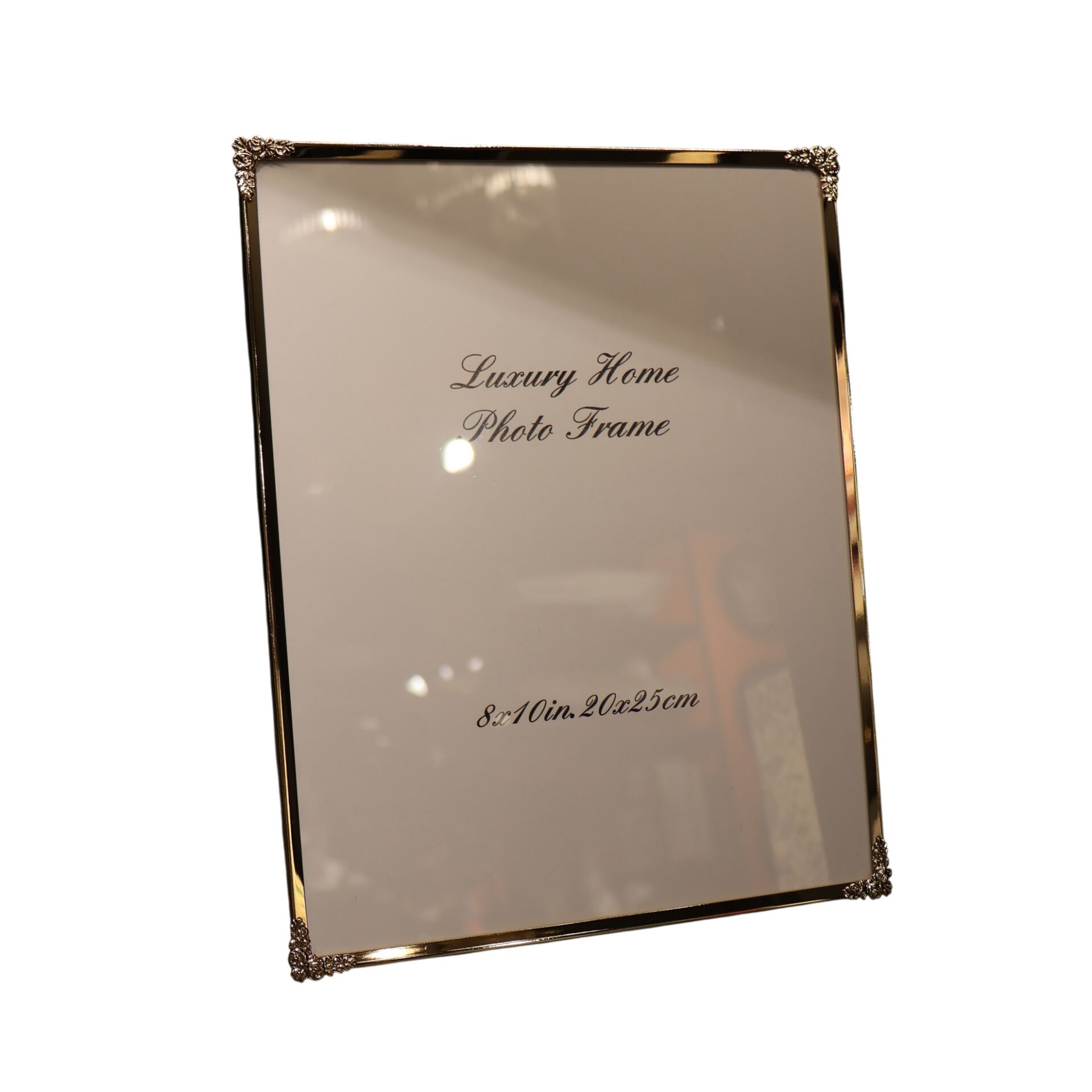 Metal Çerçeve Köşe Desenli Gold Büyük