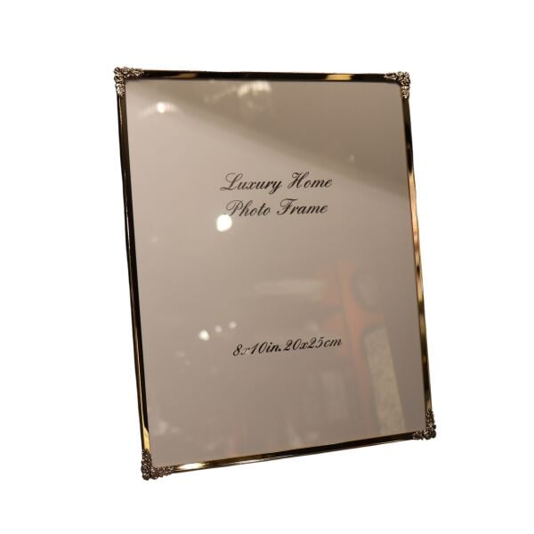 Metal Çerçeve Köşe Desenli Gold Büyük