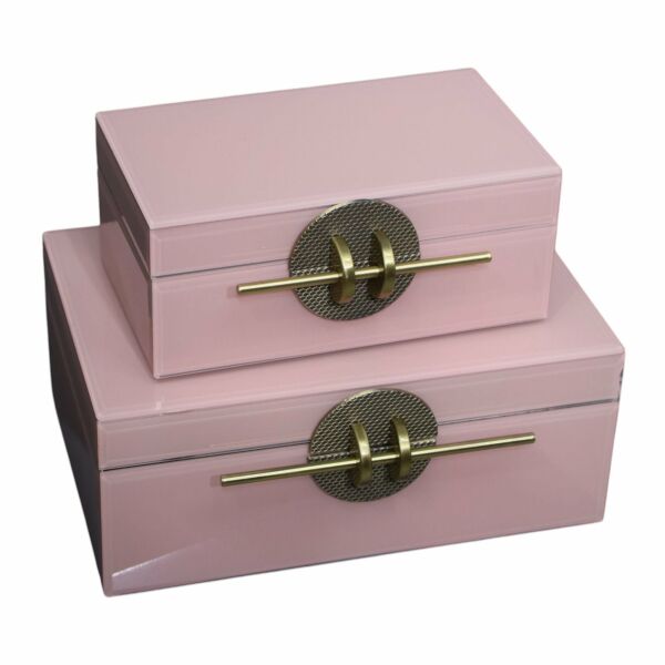 İkili Cam Kutu  Çubuk  Krem Pembe
