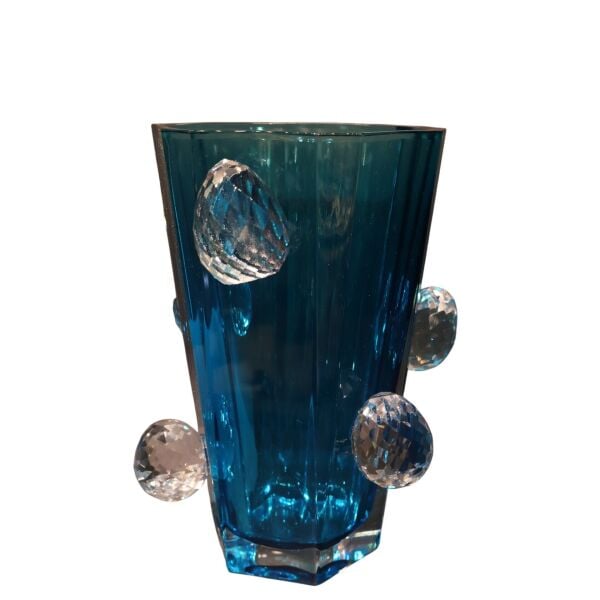 Turkuaz Kristal Detaylı Vazo