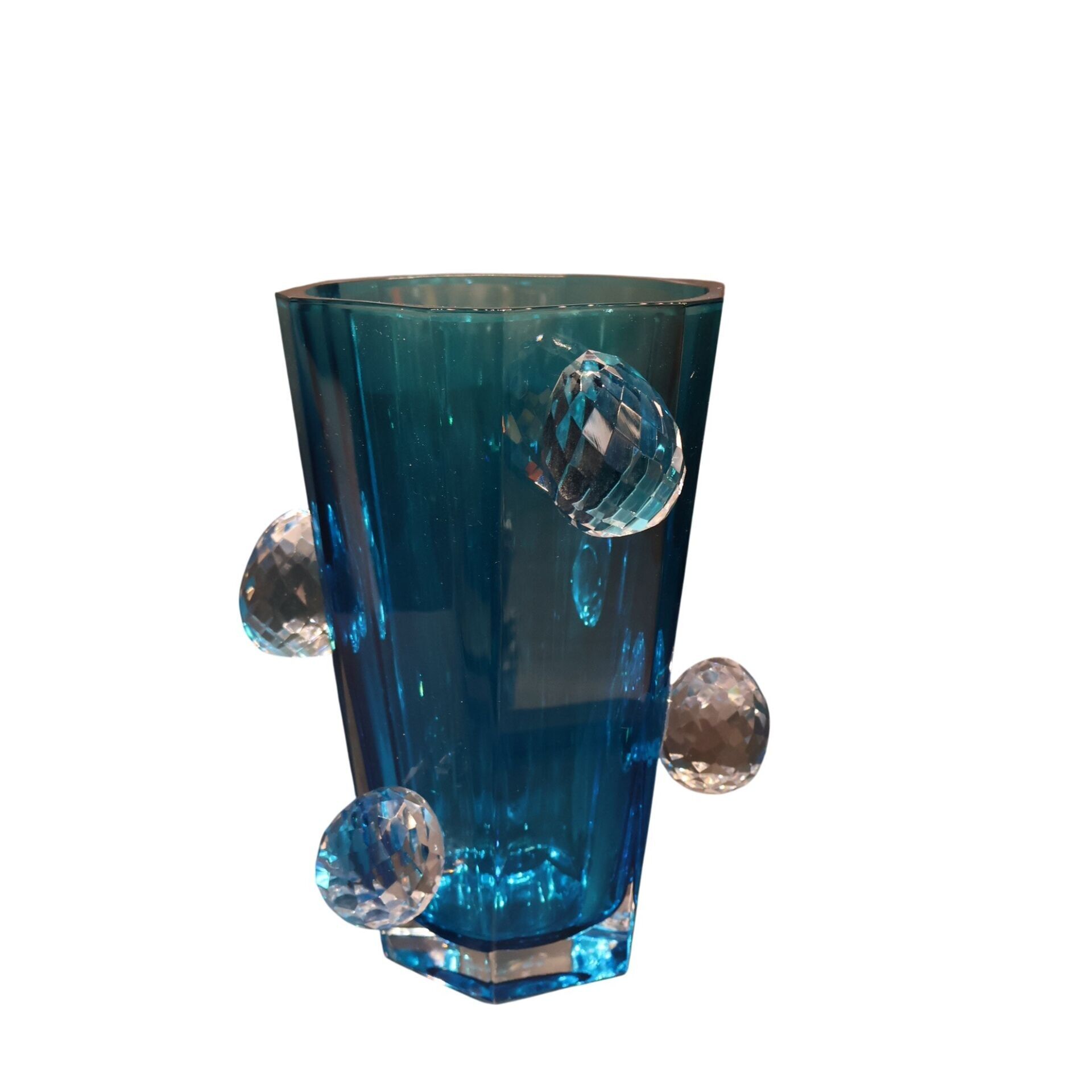 Turkuaz Kristal Detaylı Vazo
