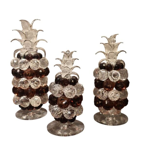Kahve Şeffaf Kristal Ananas 3'lü