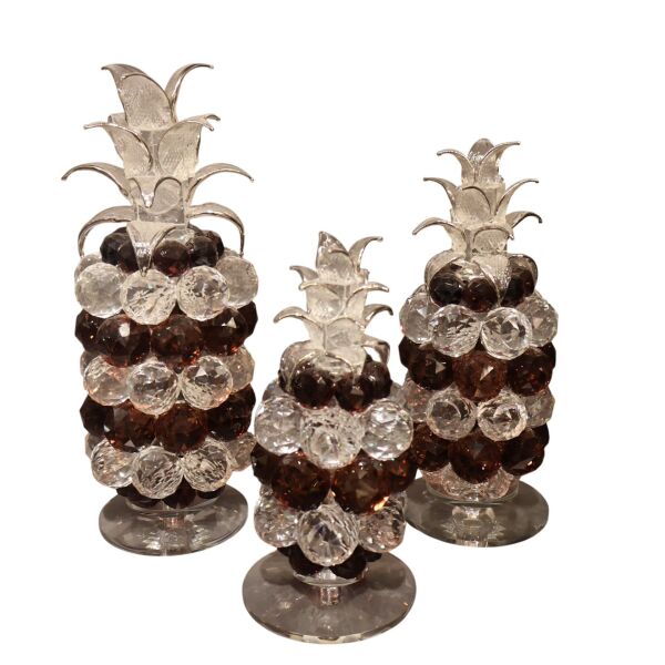 Kahve Şeffaf Kristal Ananas 3'lü