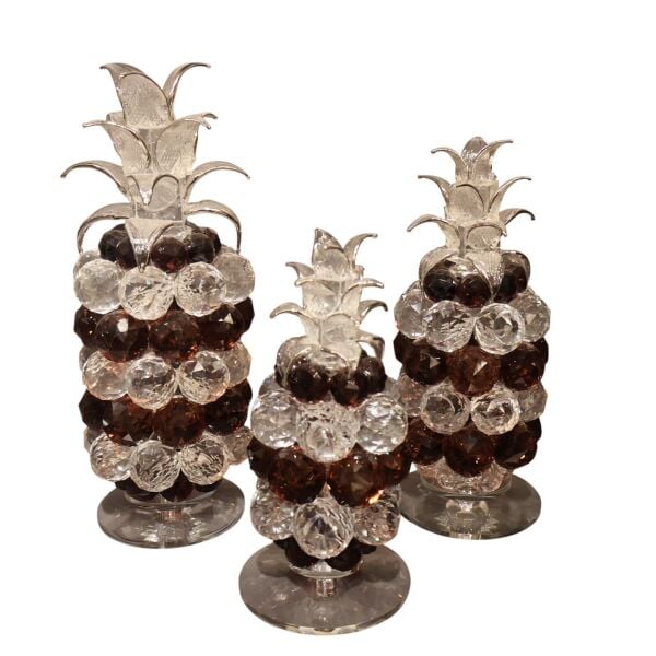 Kahve Şeffaf Kristal Ananas 3'lü