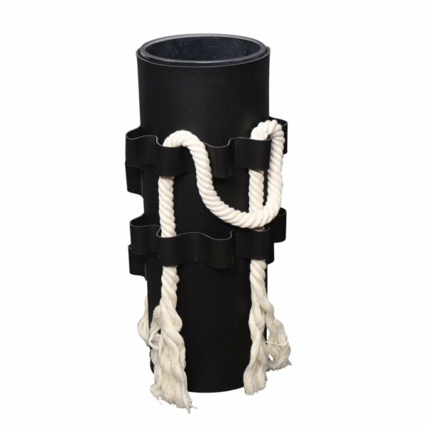 İkili Cam Deri Kaplı İpli Vazo