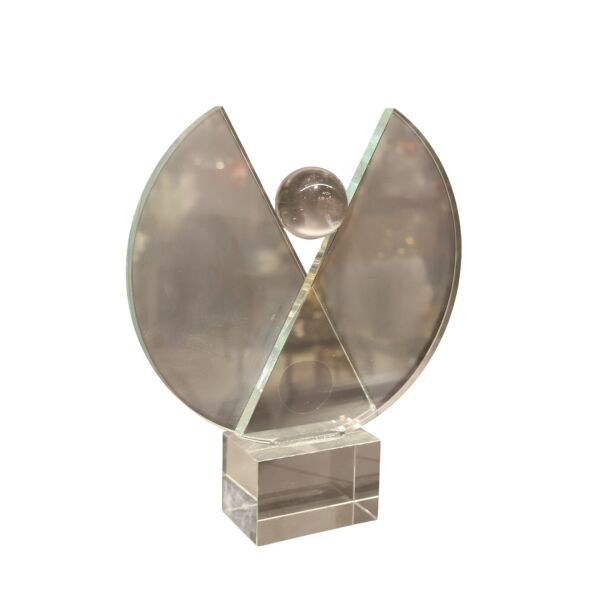 V Kristal Obje Mavi Küçük Şeffaf