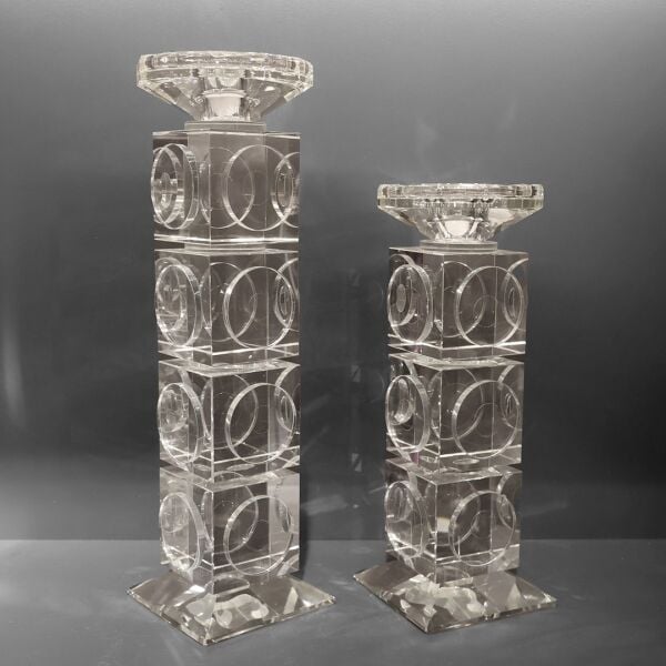 Şeffaf İkili Pul Kristal Şamdan