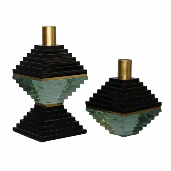 İkili Maya Mumluk Siyah - Yeşil