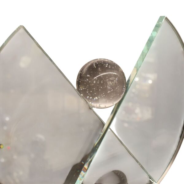 V Kristal Obje Şeffaf Büyük Mavi