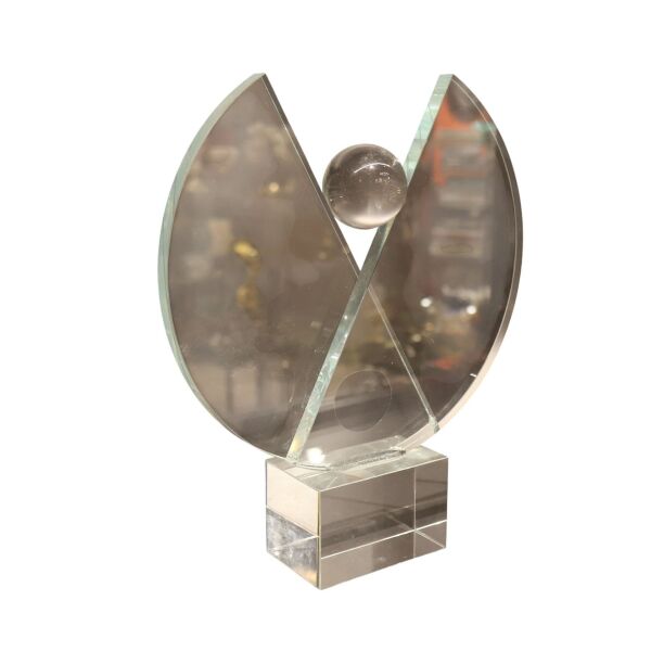 V Kristal Obje Şeffaf Büyük Mavi