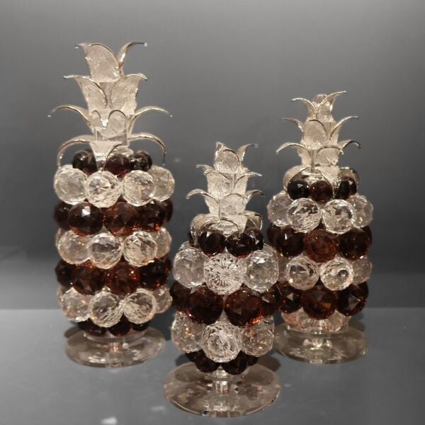 Kahve Şeffaf Kristal Ananas 3'lü
