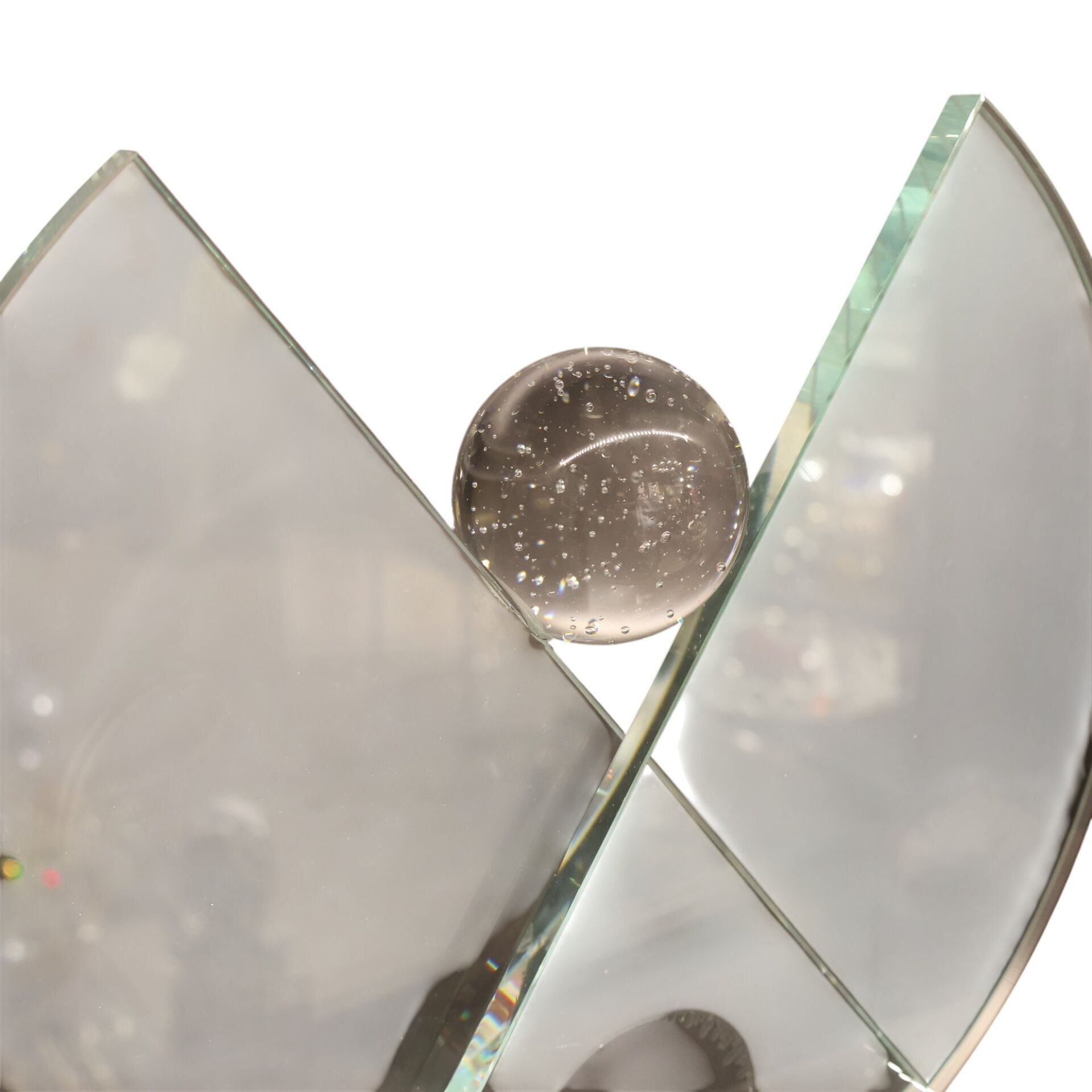 V Kristal Obje Şeffaf Büyük Yeşil