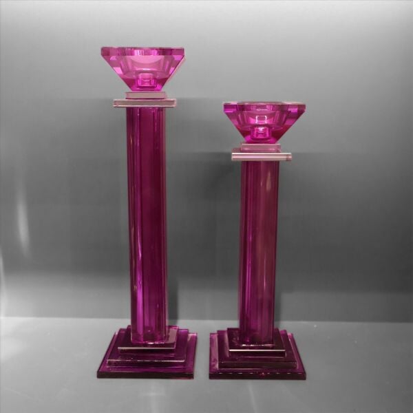 Mor Kare Sütun Şamdan