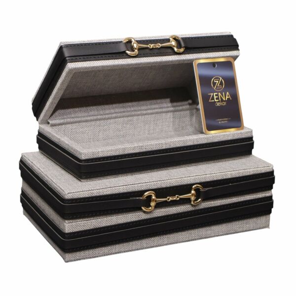 İkili Ketek Kutu Gri Siyah Kemerli Gri